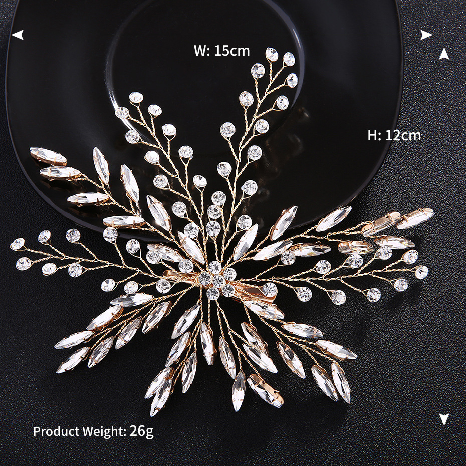 AliExpress EBay Hot Selling Product Rhinestone Bridal Barrettes European and American Wedding Bride Hair Styling Clip Barrettes Side Clippicture4