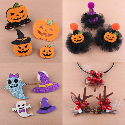 Halloween Hairdressing parts diy manual Material Science Christmas Pumpkin Card issuance Antlers Hairpin Shoes and bags decorate accessories