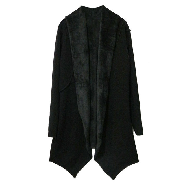 Long sleeve lapel jacket with velvet for warmth preservation loose