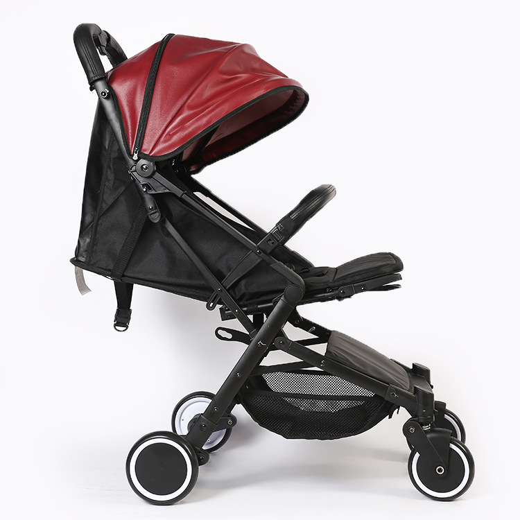 2018新款多功能皮质婴儿车 双向四轮安全避震防滑折叠推车 批发详情图6