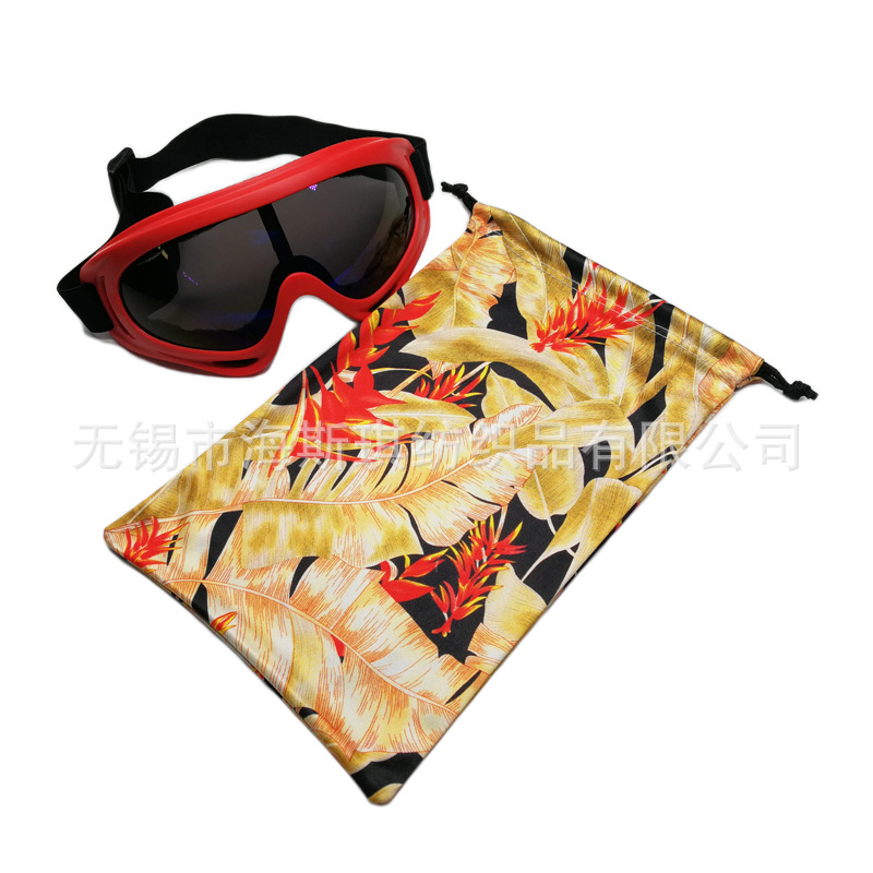 厂家批发定制转移印花超细纤维防护束口眼镜袋滑雪镜袋护目眼镜袋|ru