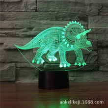 2019外貿新款恐龍12  3D燈 七彩觸控充電LED視覺燈 漸變裝飾4604