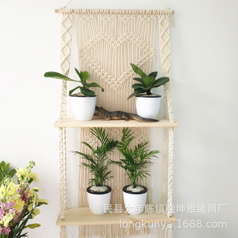 Tapestries Bohemia manual weave Tapestries Wall hangings Wall decoration Shelf Put things board Flower basket Bracket Homestay decorate