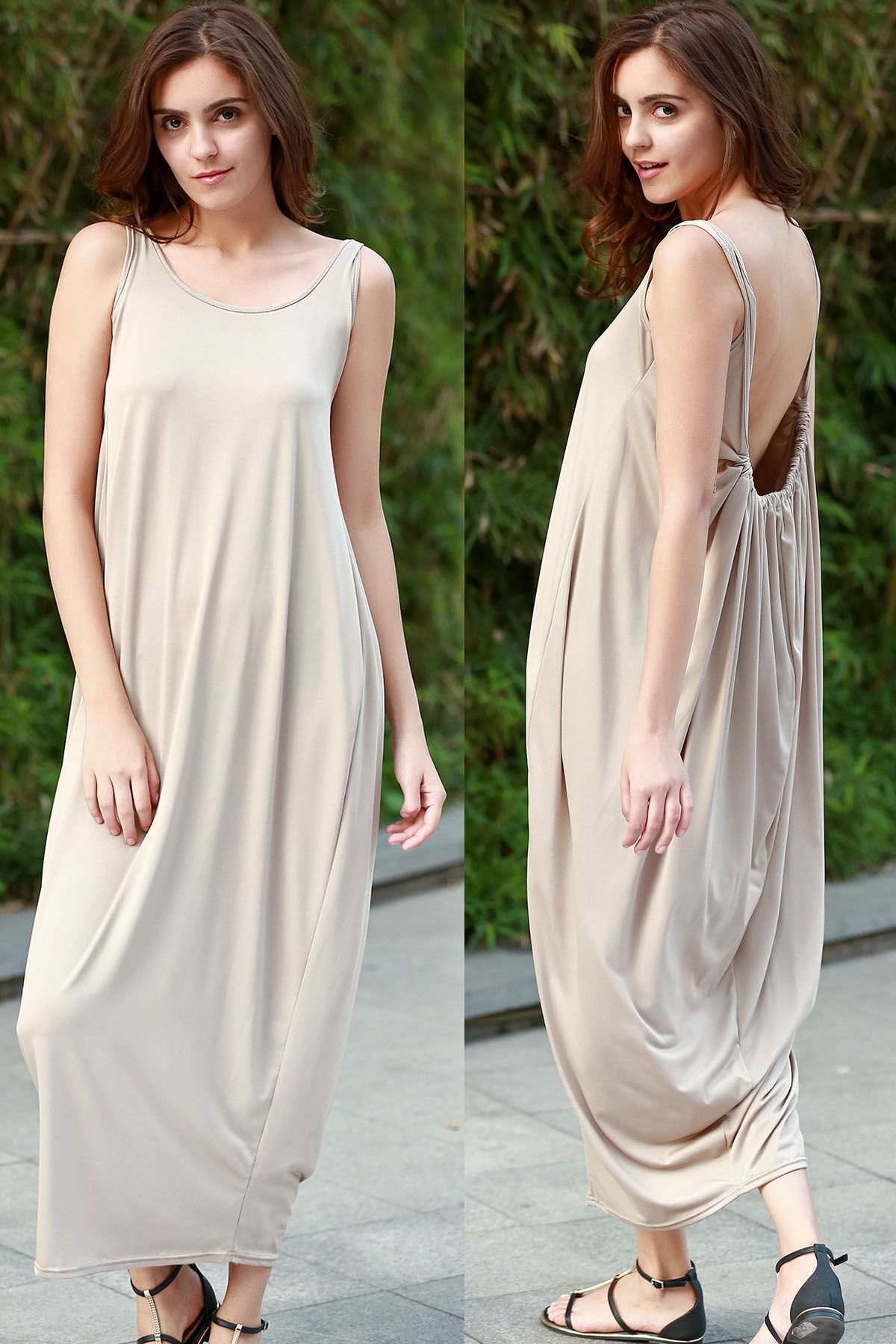 Backless Maxi Dress Loose Fit Sleeveless Available in 5 Colors Perfect for Summer Parties Wholesale Options