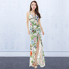 New Fishtail Sexy Night Club Dress Green Flower Hotel KTV Dress 