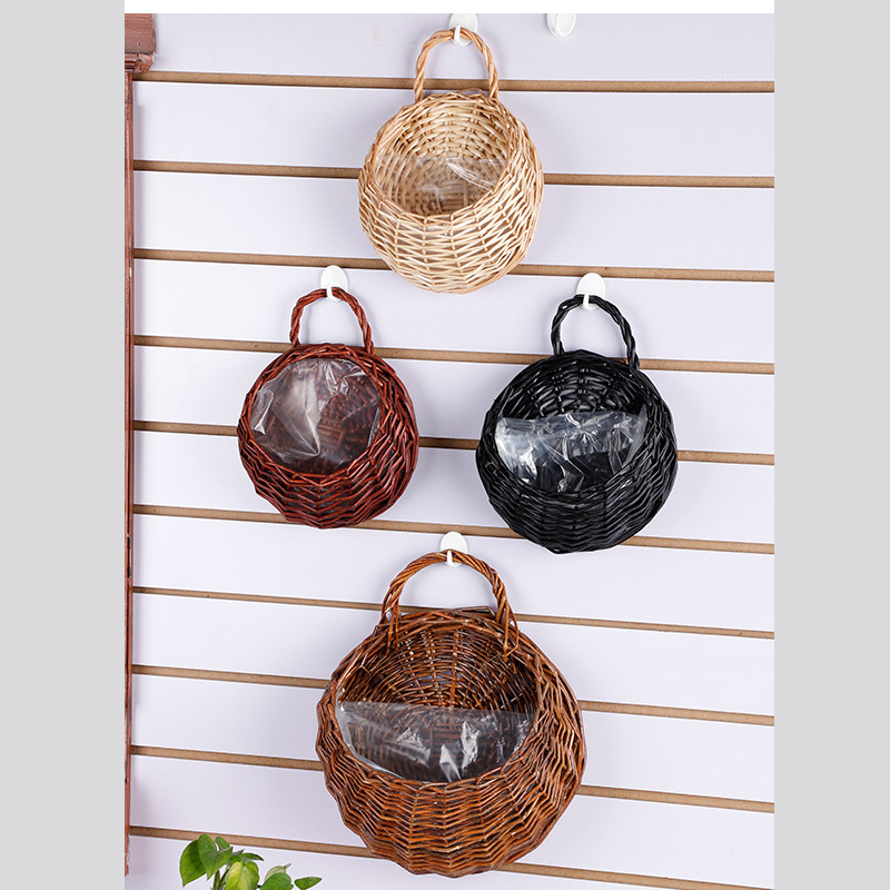临沂工厂柳编壁挂花篮柳编燕窝花盆柳条手工编织风格家居草编批发|ms