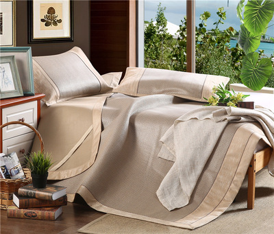 柳橋冰藤席三件套涼席加厚1.8米1.5m床雙人折疊夏季新款壹件代發