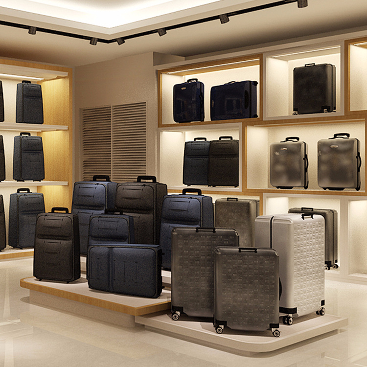 皮具烤漆展示柜定制 旅行箱展示柜货柜靠墙 箱包陈列柜行李箱地台