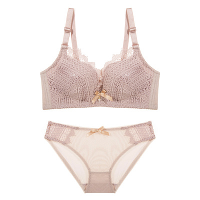 春夏新刺绣蕾丝内衣套装女日系性感聚拢收副乳无钢圈小胸文胸批发