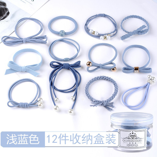 Korean fresh and fresh hair rope hair accessories for women, simple and versatile hair elastic band 12-piece set hair rope hair tie