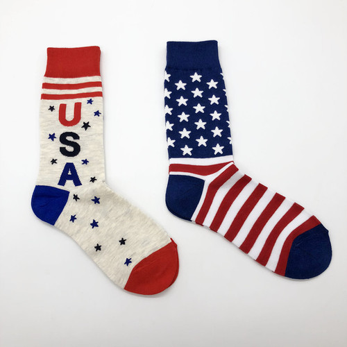 Autumn and winter American flag letter version jacquard mid-length cotton socks 200N couple style personalized trendy socks for men