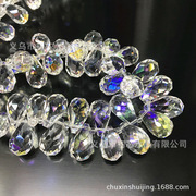 爆款5A级10*18水晶水滴扭面三角菱形多面玻璃珠diy饰品配件散珠子