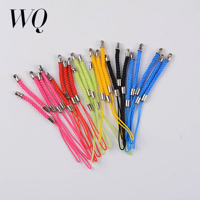 源头厂家手机短挂绳吊绳编织玉米手机绳双头短款人造丝挂绳彩色|ru