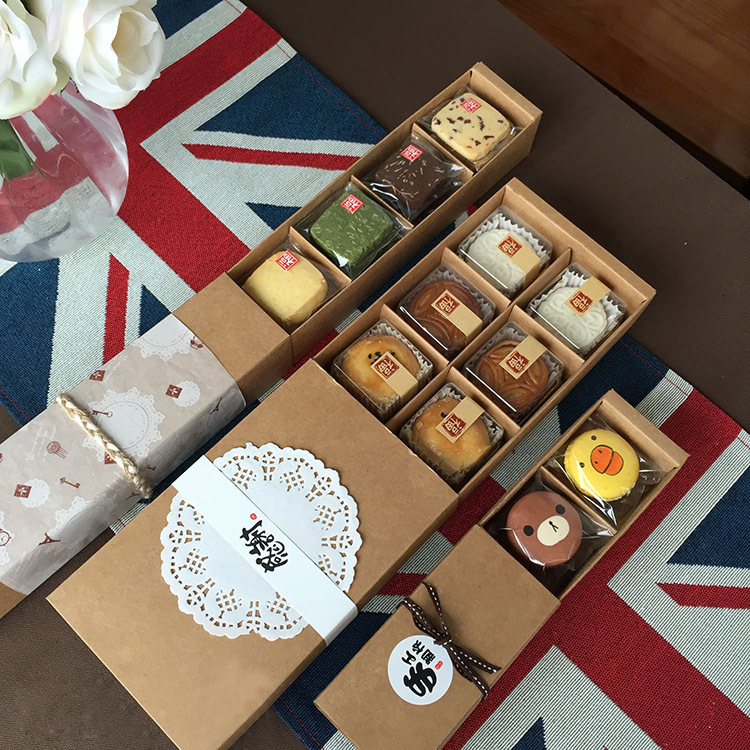 烘焙包装 牛皮纸盒 绿豆糕雪媚娘马卡龙曲奇饼干盒牛轧糖饼干盒