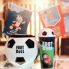 影時光正版 2018世界杯創意足球topper吸管杯 玩偶足球吸管水杯