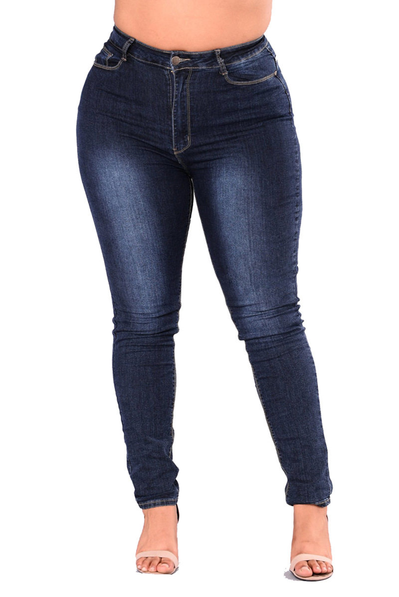 Women's clothing hot selling women's pants large size high waist elastic jeans fat boy cotton long pants_mkmklike.com