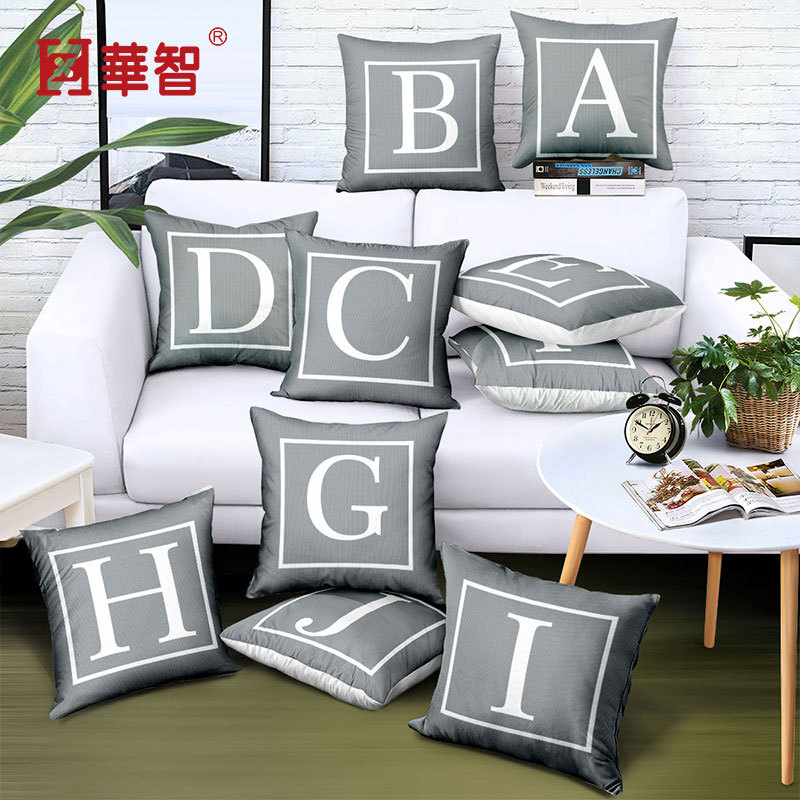 BZ058厂家家定做抱枕套 英文字母单面印花靠垫沙发坐垫来图定制
