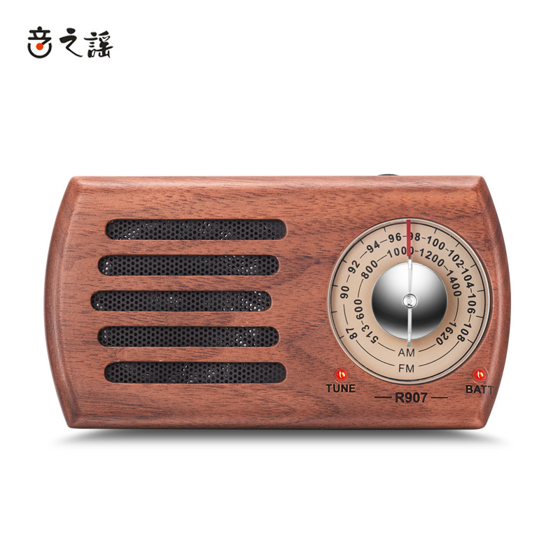 Radio Portátil Retro de Madera Artesanal FM AM con Altavoz Incorporado para Exteriores