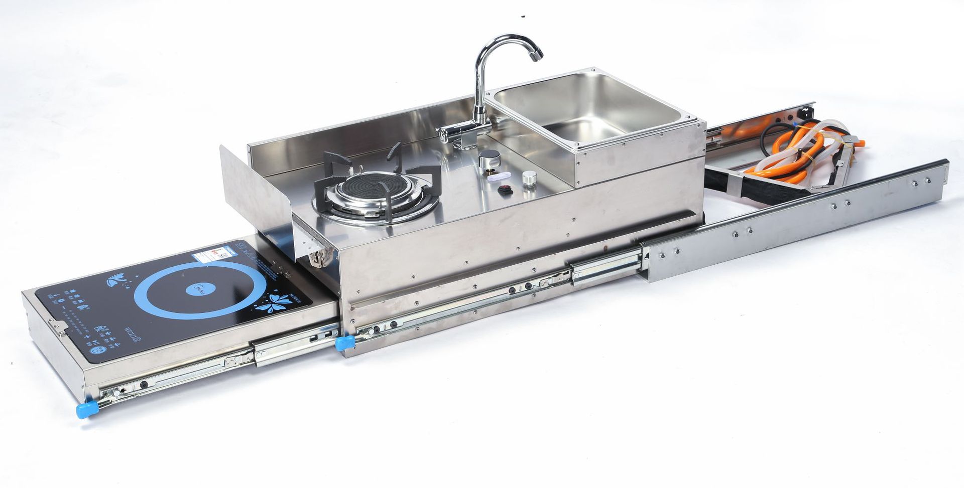 Vehículo todoterreno RV cocina exterior mini estufa de gas cocina de inducción más fregadero GR-C005