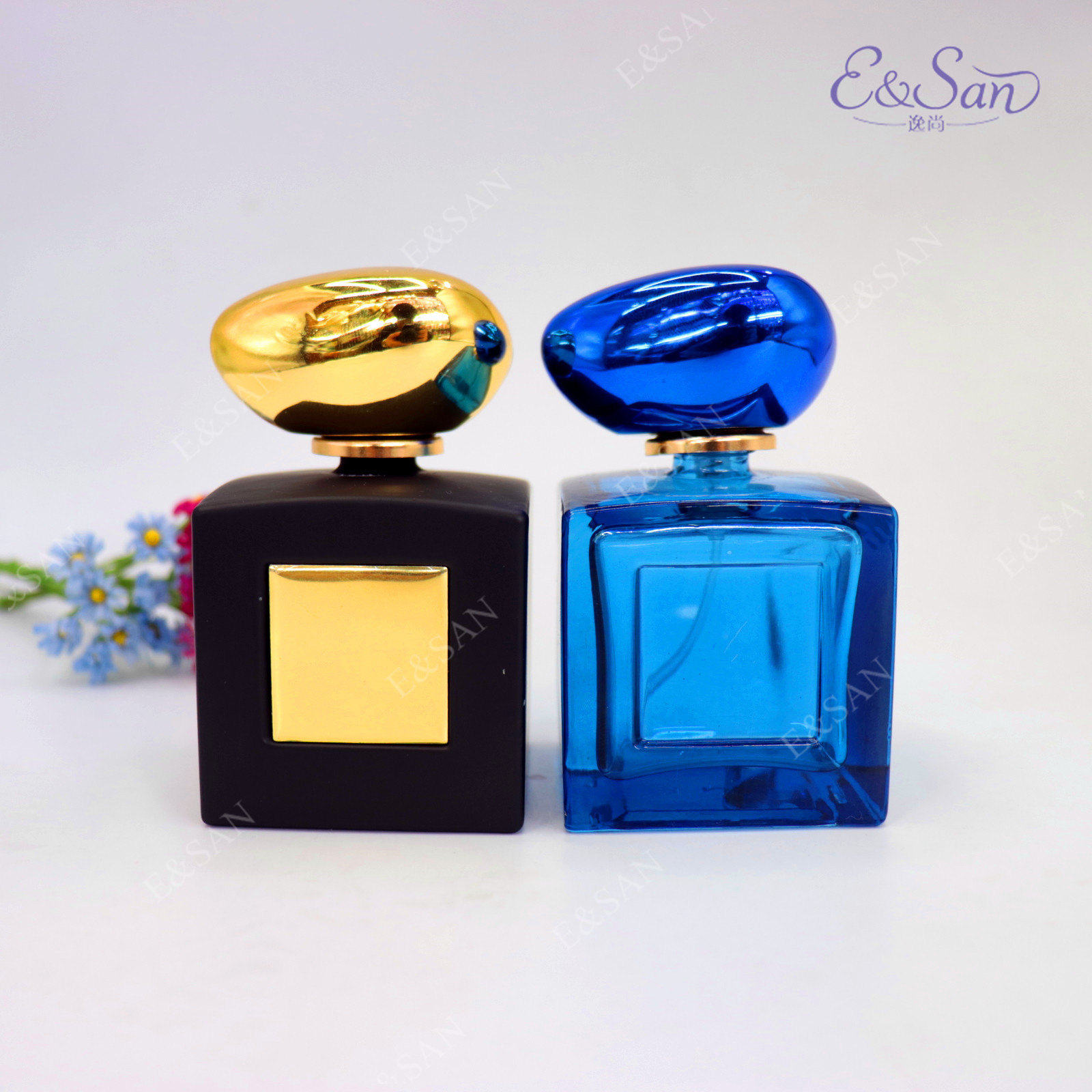 PT290-50ML四方形 卡口喷色橡胶瓶 玻璃香水喷雾 分装化妆品空瓶