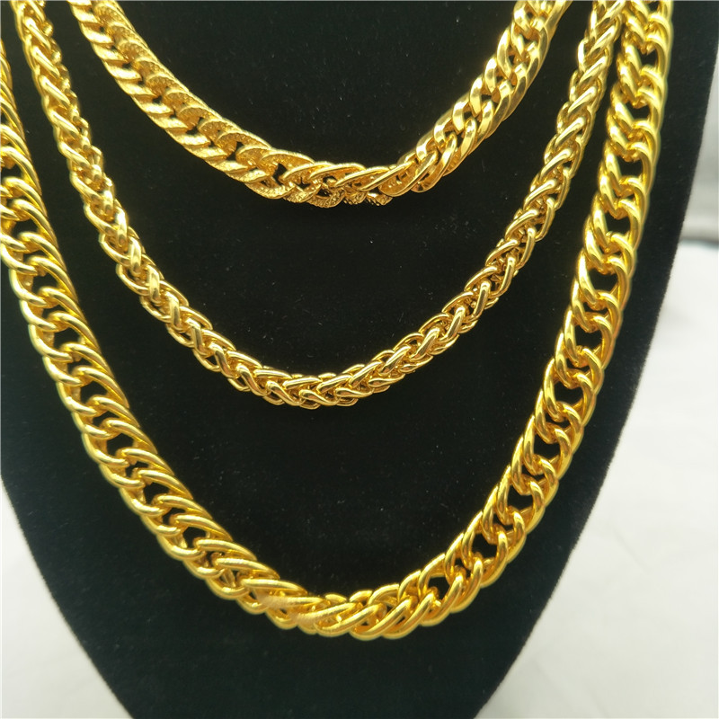 Manufacturers run Jianghu stall high imitation Vietnam Tuhao Gold Men's 18K gold plated zinc alloy sand gold necklace