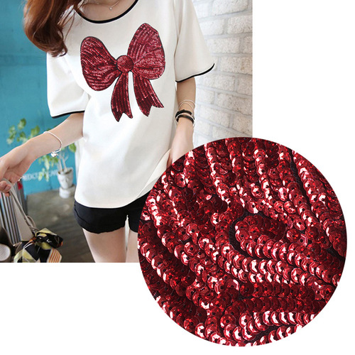 Large Glitter Embroidered Red Bow Fabric Patch Versatile Clothing Decorative Patch Sweatshirt Jacket Hole Repair Patch Accessory