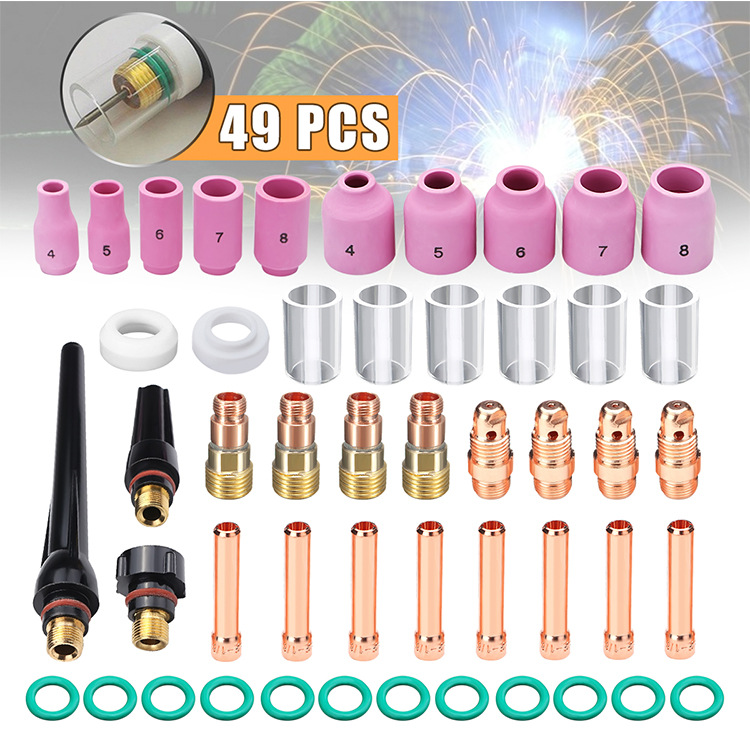 49-piece Set Of Argon Arc Welding Gun WP17/18/26 Series TIGWelding Small Gas10#Glass Cup Set