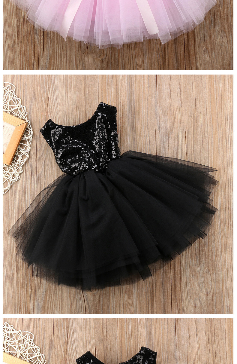 Factory Direct Sales  New Children's Round Neck Sleeveless Dress Girl's Black Solid Color Pettiskirt Princess Dress display picture 8