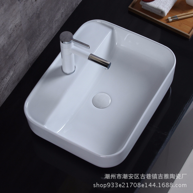 Venta al por mayor Hotel de ingeniería lavabo de cerámica mesa de baño cuarto de baño lavabo cuadrado Cuenca del arte 204