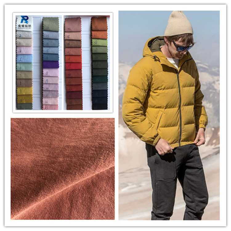 现货新款全涤平纹 仿棉手感外套羽绒服棉服夹克面料