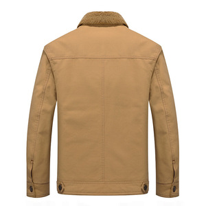 外贸亚马逊ebay速卖通男士纯棉夹克男装加绒加厚爸爸中年装jacket