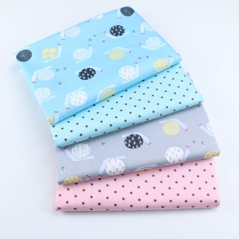 卡通蜗牛星星布料 纯棉印花布 婴幼儿被套床单宝宝全棉斜纹布批发