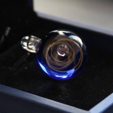 晶韵新款手工水晶玻璃星空琉璃球毛衣链创意礼品宇宙玻璃球吊坠|ms
