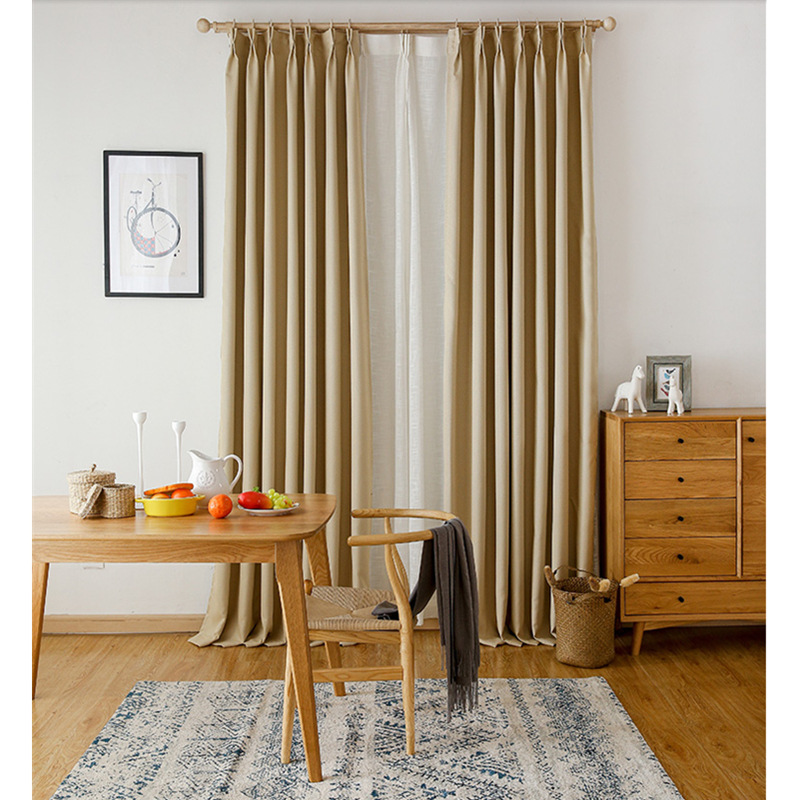 窗帘布料厂家直销米粒麻纯色北欧简约仿亚麻成品定制工程遮光窗帘
