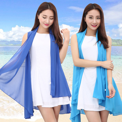 夏季新款女百變絲巾披肩防曬外套魔術多功能沙灘巾雪紡衫百搭圍巾