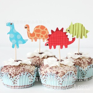 Foam Dinosaur Toothpick Cake Card Toothpick Card Cupcake Insert Flag EVA Card 24