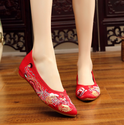 Lady national slippers square dance women wedding shoes