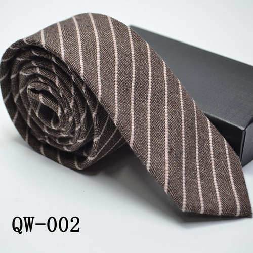 New Korean style men's tie, ultra-narrow imitation wool, elegant and elegant, cotton plaid striped suit tie