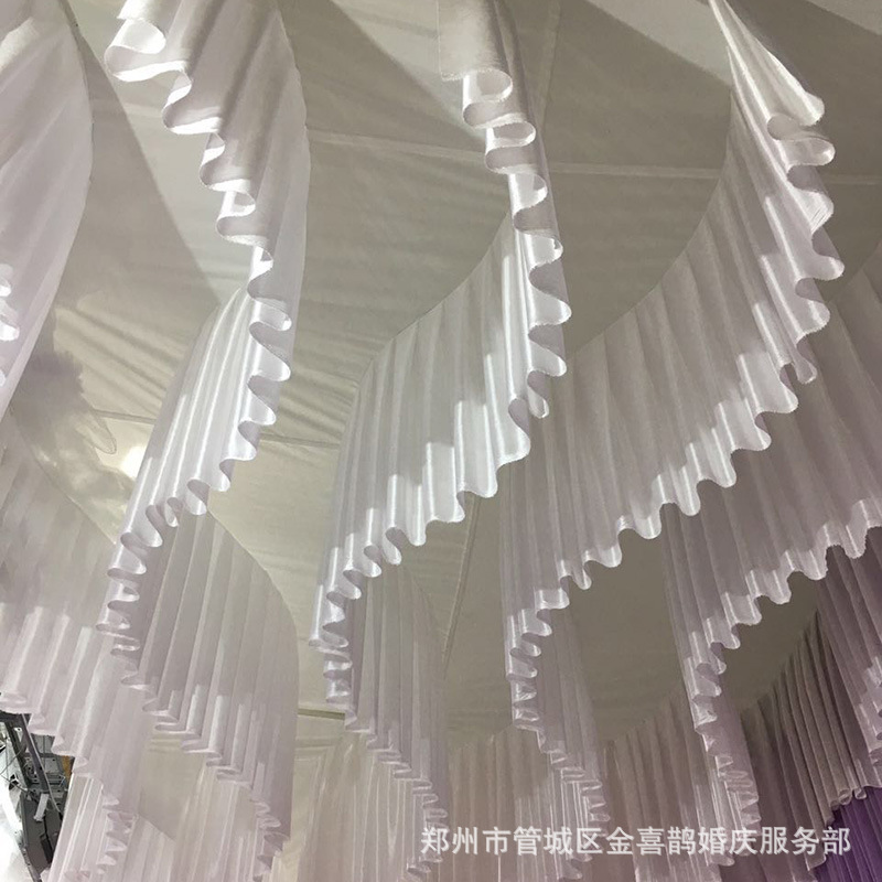 新款婚庆道具S型吊顶纱婚礼顶部装饰S形波浪云顶下垂布纱幔-阿里巴巴