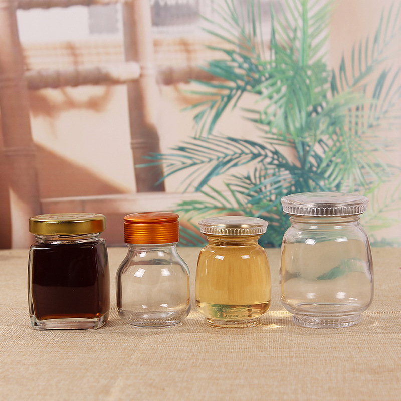厂家供应创意玻璃瓶 食品密封瓶 透明蜂蜜瓶 圆形燕窝瓶 定制logo