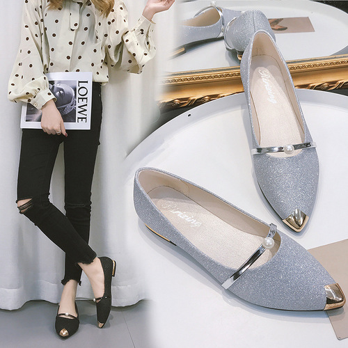 Spring new women's casual shoes, new flat shoes, mom shoes, grandma shoes, women's shoes, foreign trade pointed toe low heels