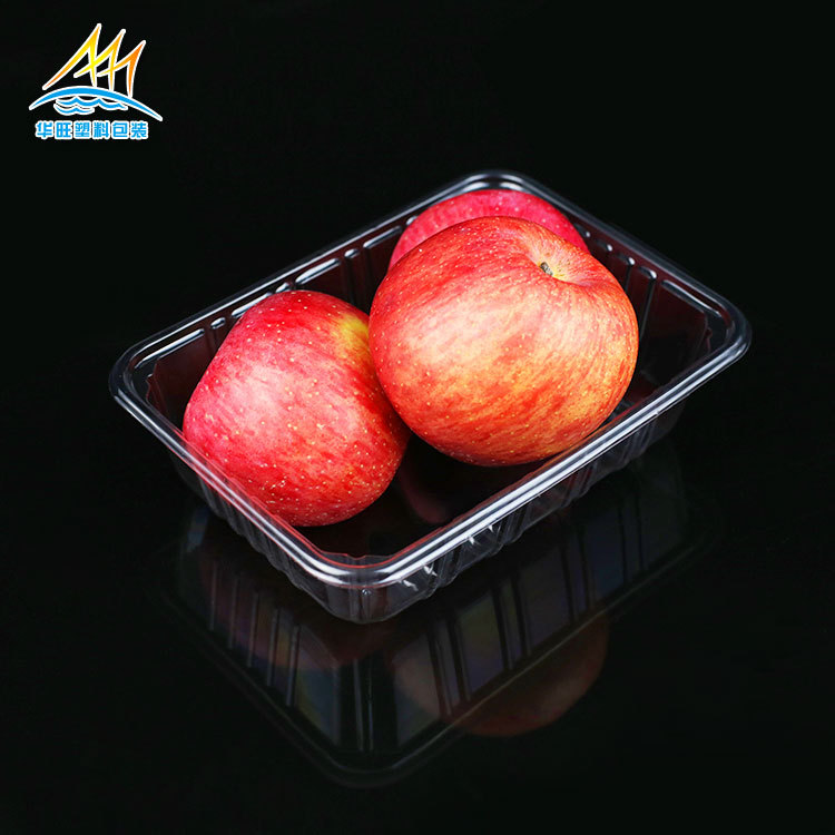 批发pet透明塑料水果盒 一次性超市蔬菜生鲜无盖塑料托盘1斤2斤装