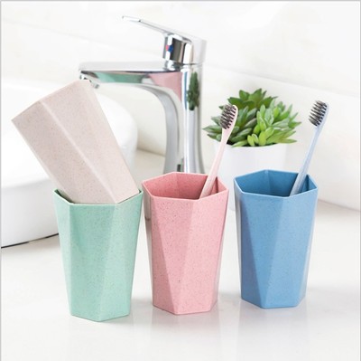 Home hotel Wheat Straw Cups square Diamond Water cup Brush teeth glass lovers household Wash cup teacup