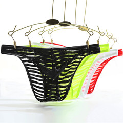 Men's ice silk transparent briefs thin low-waist mesh summer sexy breathable underwear trendy young men's pants