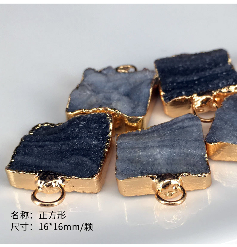 Agate Crystal Triangle Oval Square Drop Shape Pendent display picture 4