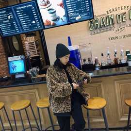 仿皮草外套新款女装经典外套性感豹纹毛毛衣时尚休闲