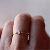 Accessory, golden wedding ring, wish, European style, micro incrustation, pink gold