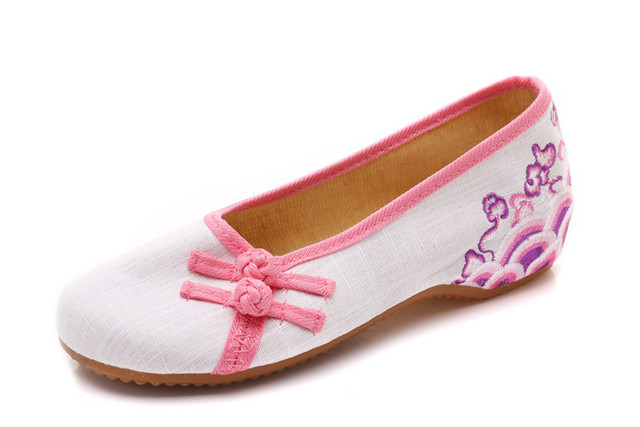 (浪) mẫu mùa xuân và mùa hè mới gân bò dày đáy thanh lịch tăng nữ đơn bộ giày thêu chân giày phong cách dân tộc Giày nữ