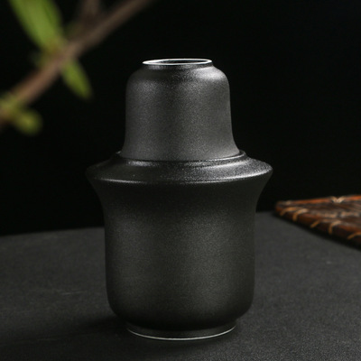 仿古家用可定制白酒酒器陶瓷黄酒温酒具黑陶清酒酒具日式酒具套装|ms