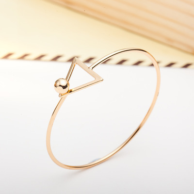 Bangle Explosion Models Geometric Hollow Triangle Bracelet Copper Gold-plated Silver Black Female Bracelet display picture 2